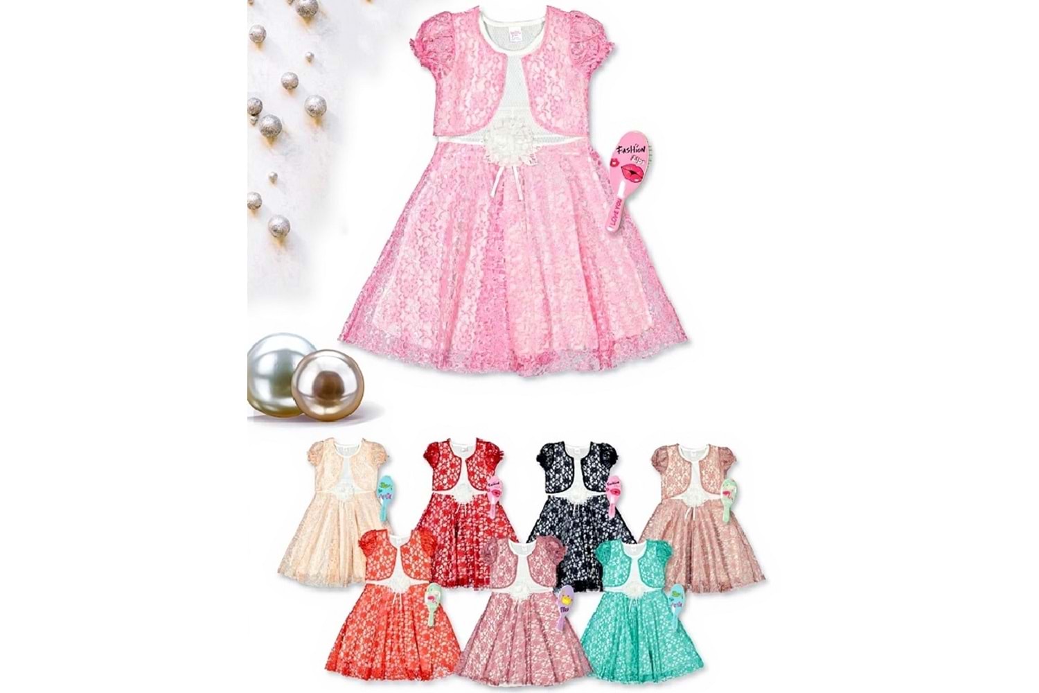 BOLEROLU GÜPÜRLÜ KIZ ELBİSE 4-5-6 YAŞ