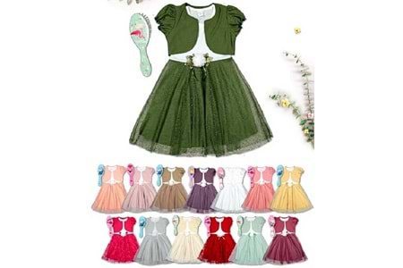 BOLEROLU GÜPÜRLÜ KIZ ELBİSE 7-8-9 YAŞ